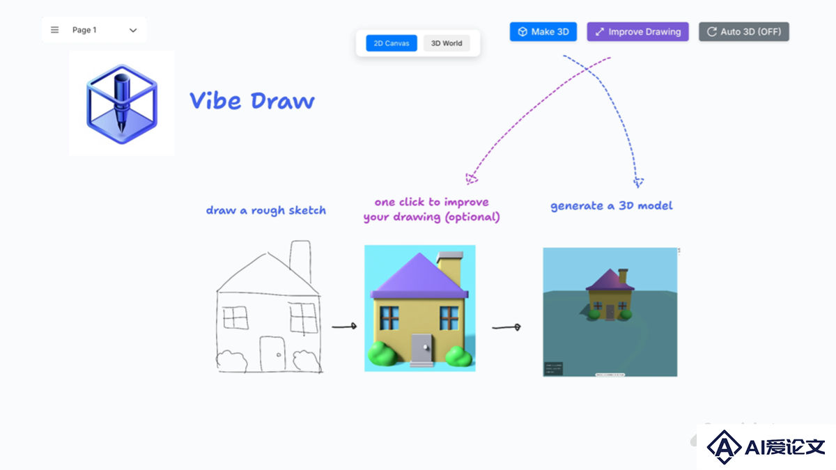 Vibe Draw – AI 3D建模工具，涂鸦草图一键转为3D模型