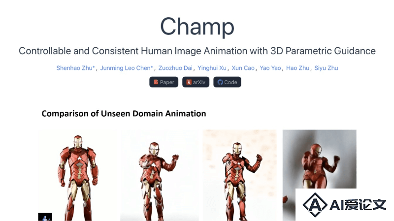Champ – 基于3D的人物图片转视频动画模型