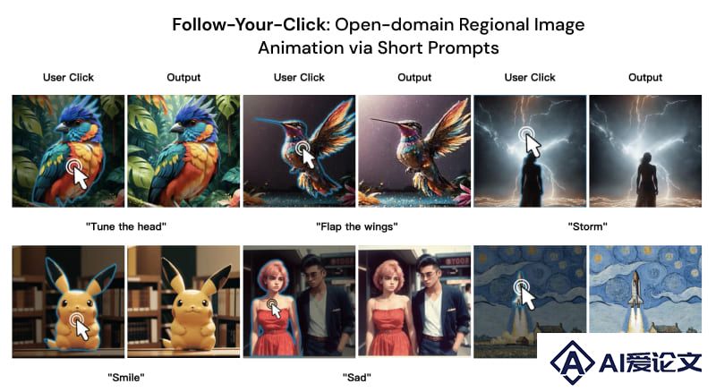 Follow-Your-Click – 腾讯等开源的图像到视频模型，可生成局部动画